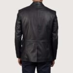 Polyester Lining Black Leather Blazer - Image 2