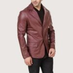 Satin Lining Men's Leather Blazer - Image 3