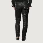 MEN CROSS FRONT ZIPPER LEATHER PANTS - Image 2
