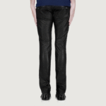 Waist Belted Black Leather Biker Pants - Image 2