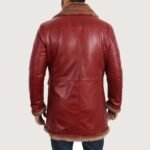 Men's Maroon Genuine Lambskin Leather Coat - Image 2