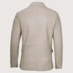 Mens Sports Beige Leather Blazer - Two Button - Image 2
