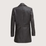 Dark Brown Women Leather Car Coat - Image 2