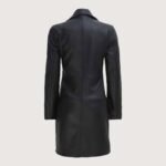 Women Black Real Leather Car Coat - Image 2