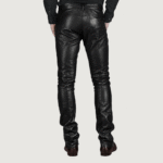 Men's Black Slim-fit Faux-leather Pants - Image 2