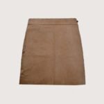 Subtle Beige Suede Leather Skirt - Image 3