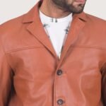 Tan Brown Leather Blazer - Image 5