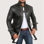 Men's Genuine Cow Rub Off Leather Coat (Trench Coat)
