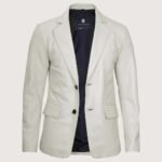 Men’s Classic Two Button White Leather Blazer