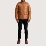Gordon Tan Hooded Leather Puffer Jacket - Image 6