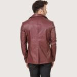 Satin Lining Men's Leather Blazer - Image 2