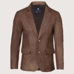 Men's Rub Off Light Brown Lambskin Leather Blazer - Image 4