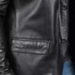 Men's Black Leather Blazer Jacket - Image 4