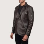 Men's Daron Brown Leather Blazer - Image 4