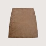 Subtle Beige Suede Leather Skirt - Image 4