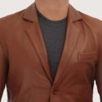 Men's Professional Two Button Leather Blazer - Image 5