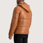 Gordon Tan Hooded Leather Puffer Jacket - Image 2