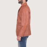 Tan Brown Leather Blazer - Image 4