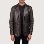 Men's Daron Brown Leather Blazer - Image 5