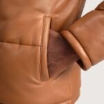 Gordon Tan Hooded Leather Puffer Jacket - Image 5