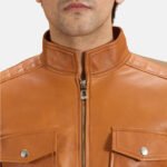 Voltex Tan Leather Biker Jacket - Image 5