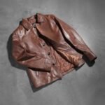 Waffle Brown Leather Jacket - Image 6
