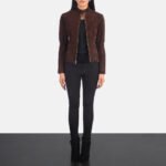 Adalyn Quilted Mocha Suede Biker Jacket - Image 4
