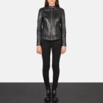 Kelsee Black Leather Biker Jacket - Image 4