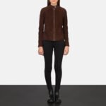 Kelsee Mocha Suede Biker Jacket - Image 3