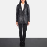 Marilyn Black Leather Blazer - Image 3