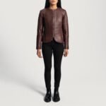 Nexi Quilted Maroon Leather Jacket - Image 4