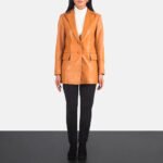 Marilyn Tan Brown Leather Blazer - Image 3