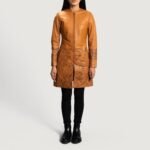 Sandy Tan Dye Leather Coat - Image 4