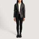 Selina Black Leather Blazer - Image 4