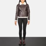 Sherilyn B-3 Maroon Leather Bomber Jacket - Image 3