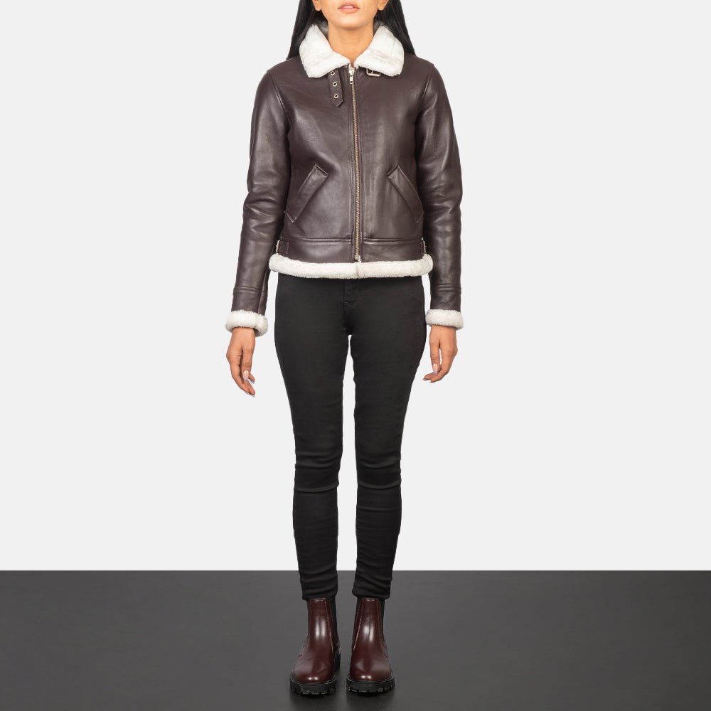 Sherilyn B-3 Maroon Leather Bomber Jacket - Image 3