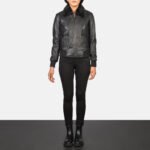 Stella G-1 Black Leather Bomber Jacket - Image 3