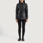 Zenith Black Leather Shirt Jacket - Image 3