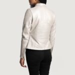 Ice Maiden Silver Quilted Leather Biker Jacket - Image 5