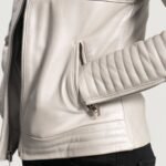 Ice Maiden Silver Quilted Leather Biker Jacket - Image 6