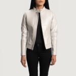 Ice Maiden Silver Quilted Leather Biker Jacket - Image 3