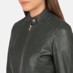 Kelsee Green Leather Biker Jacket - Image 6