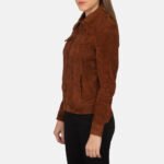 Suzy Brown Suede Trucker Jacket - Image 5
