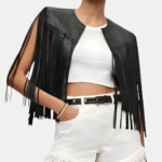 Women's Western Leather Fringe Vest - Image 2