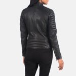 Adalyn Quilted Black Leather Biker Jacket - Image 5