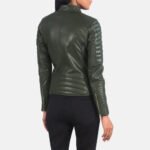 Adalyn Quilted Green Leather Biker Jacket - Image 5