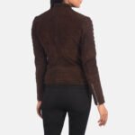 Adalyn Quilted Mocha Suede Biker Jacket - Image 5
