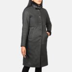 Alina Shearling Black Leather Coat - Image 2