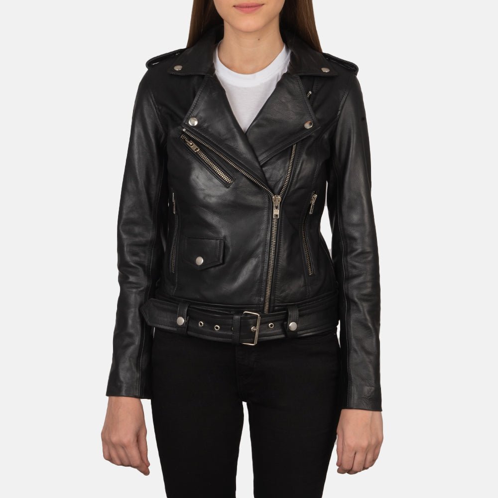 Women_s_Alison_Black_Leather_Biker_Jacket_Close_Front_98d615ee-b808-481f-8b64-c47a8c46a7e5 Alison Black Leather Biker Jacket - Image 1