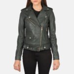 Alison Green Leather Biker Jacket - Image 4
